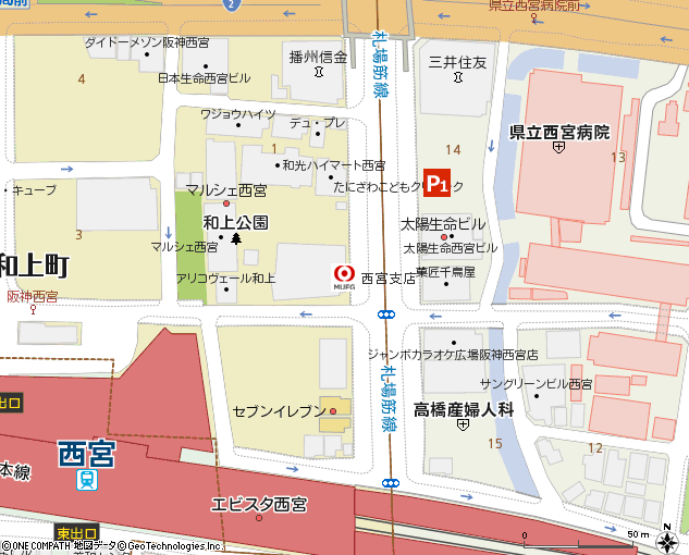 西宮支店付近の地図